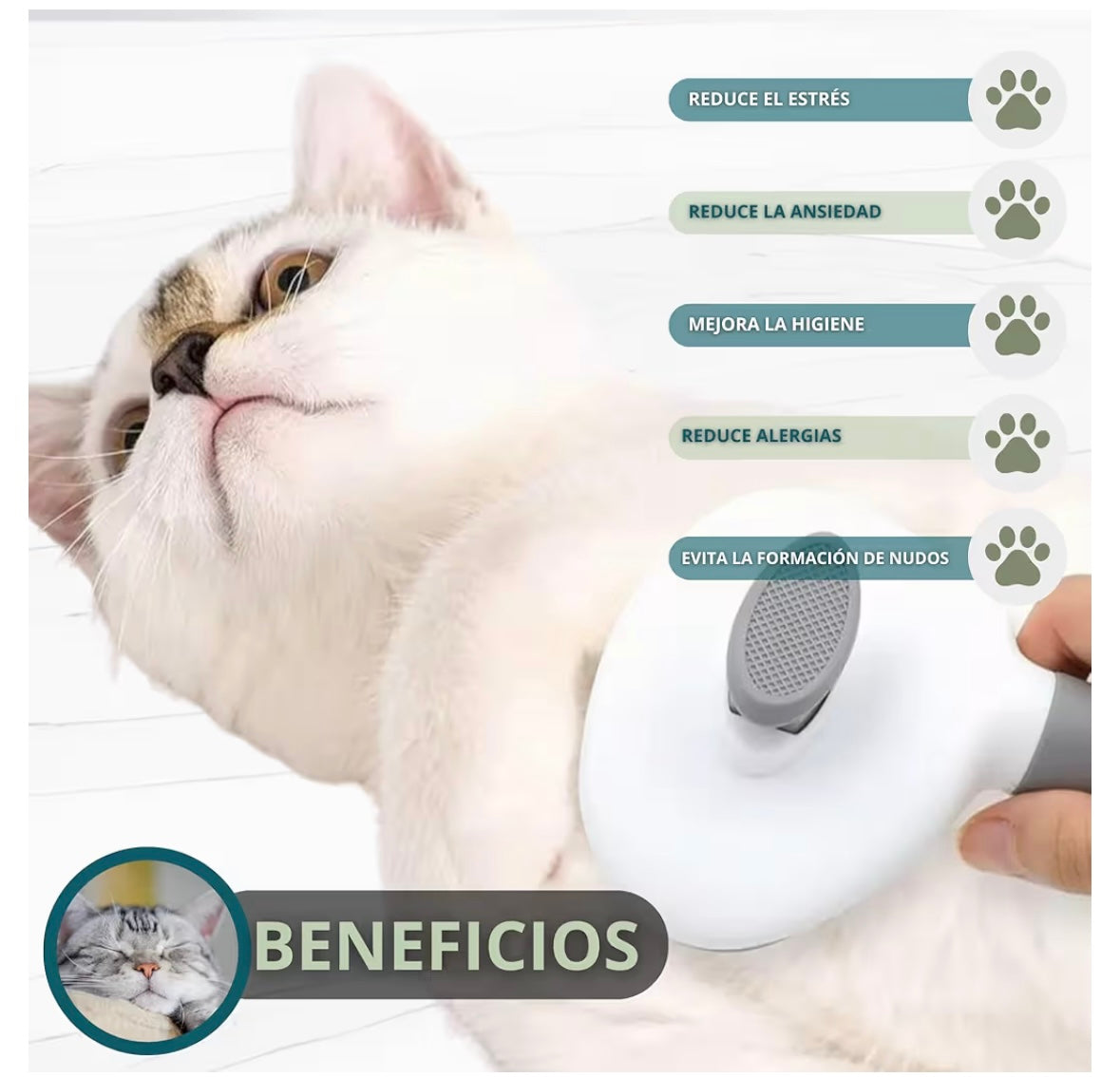Cepillo Quitapelos para Gatos, Perros y Conejos