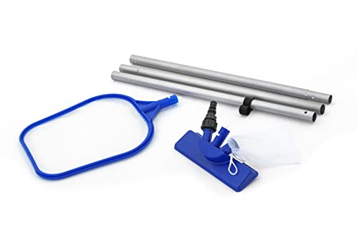 Bestway 58013 - Kit de Limpieza Piscinas Limpiafondos, Recogehojas y Pértiga 174 cm, Multicolor