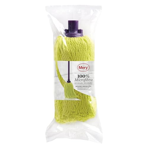 Mery | Fregona Microfibras 100% | Fregona Superabsorbente | Sin Rastro | Color Lima y Morado, 22 cm