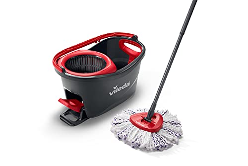 Vileda Turbo 3en1 Mopa de Suelo con escurridor Giratorio y Cubo con Pedal | Mango telescópico 85-123 cm | Cabezal de Microfibra | Sostenible | Love it Clean