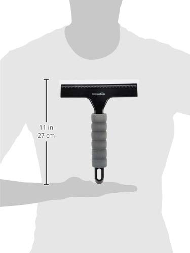 Amazon Basics - Rasqueta limpiacristales con mango, para ventanas, cristales, espejos y ventanas de coches, Negro
