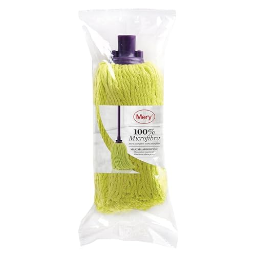 Mery | Fregona Microfibras 100% | Fregona Superabsorbente | Sin Rastro | Color Lima y Morado, 22 cm
