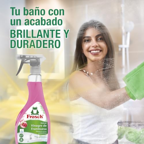 Frosch - Limpiador Antical Ecológico Vinagre de Frambuesa, Elimina las Manchas de Cal y Suciedad del Baño, Eficacia desincrustante - 500 ML