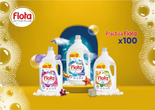 FLOTA | Detergente Líquido Quitamanchas incluso en Agua Fría para Lavadora | Ropa Blanca y de Color | Fragancia Marsella | 2x100 Lavados | Formato Familiar
