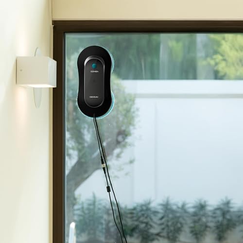 Cecotec Robot Limpiacristales Conga Windroid 1090 Double Spray Connected, 3 en 1; Pulveriza, Limpia y Seca, Doble Spray, App y Mando, 8 Modos, Radio de acción 7,5m, Cuerda de Seguridad, Kit Limpieza