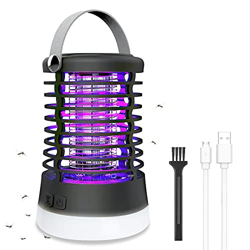 Lámpara Antimosquitos Eléctrico para Camping, Mosquitera Eléctrica USB 3 En 1 Trampa para Mosquitos 2200mAh Recargable A Prueba De Agua, 3 Modos Matamoscas IP66 para Interior y Exterior