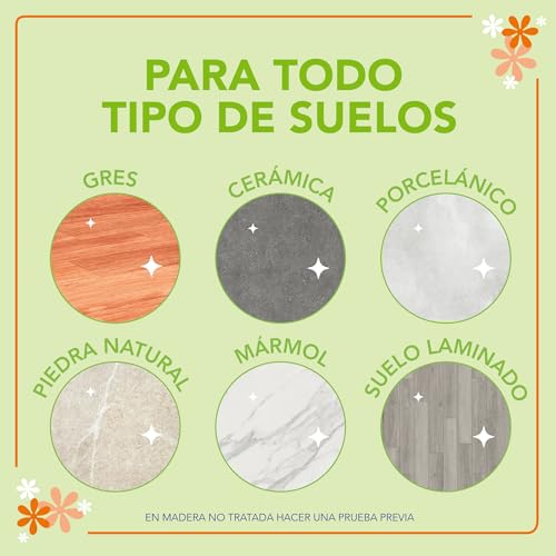 Asevi Fregasuelos Perfumado Naranja - Friegasuelos Concentrado Aroma Cítrico - Limpieza, Brillo e Higiene - Limpiasuelos pH Neutro Todo Tipo de Suelos, Incluso Superficies Delicadas - 12 x 1 Litro