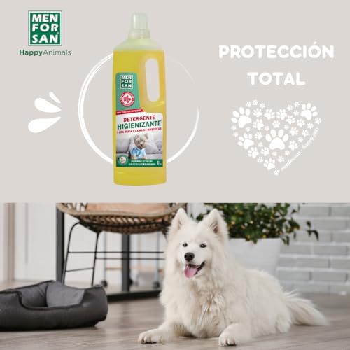 MENFORSAN Detergente para Ropa Y Cama de Mascotas | Desodoriza y Limpia en Profundidad | Elimina Malos Olores | Muy concentrado | Fragancia Agradable | 1 Litro