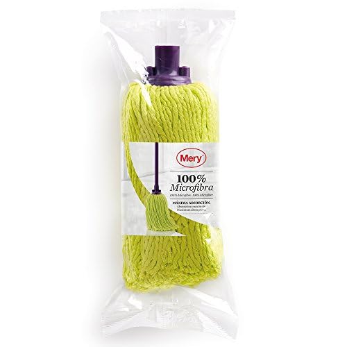 Mery | Fregona Microfibras 100% | Fregona Superabsorbente | Sin Rastro | Color Lima y Morado, 22 cm