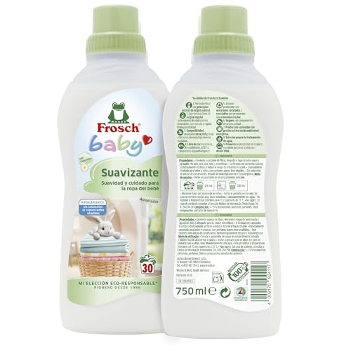 Frosch Baby - Suavizante Concentrado Liquido para Lavadora para Ropa de Bebé, Apto para Pieles Sensibles, Producto Ecológico y Hipoalergénico - 750 ml Pack 2 unidades