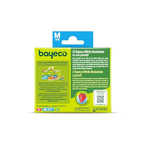 Bayeco - Guantes de nitrilo desechables Morados - Talla M - Pack 20 uds - Sin polvo y sin Látex - Texturizados para mayor agarre