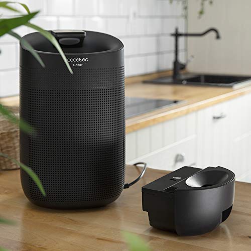 Cecotec Deshumidificador Eléctrico BigDry 3000 PureLight Black. 45 W, Deshumidificación hasta 750 ml/día, Purificador de Aire con Triple Proceso de filtración, Depósito 1L, 3 Velocidades, 25m2