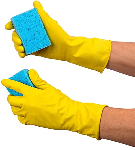 Siyecioa 6 Pares Guantes de Limpieza Hogar, Guantes Latex, Guantes de Cocina Baño, Forro de Algodón Reciclado, para Todo Tipo de Tareas de Limpieza y Cuidado, M 5 Pares | XL 1 Pare