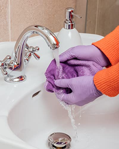 Bayeco - Guantes de nitrilo desechables Morados - Talla M - Pack 20 uds - Sin polvo y sin Látex - Texturizados para mayor agarre