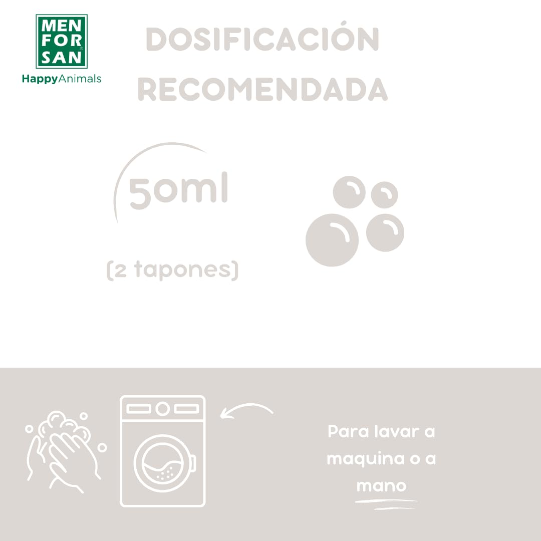 MENFORSAN Detergente para Ropa Y Cama de Mascotas | Desodoriza y Limpia en Profundidad | Elimina Malos Olores | Muy concentrado | Fragancia Agradable | 1 Litro