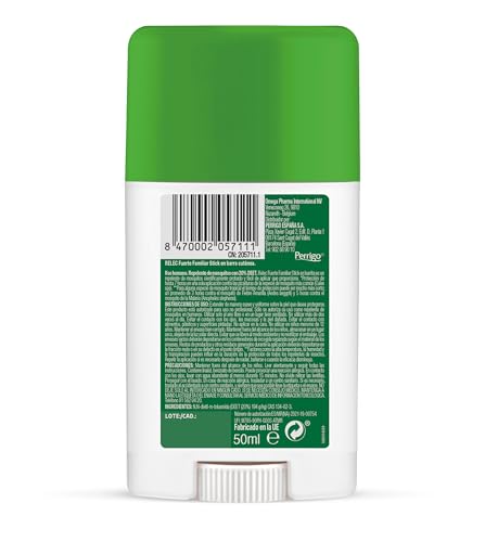 Relec Fuerte Familiar Stick Antimosquitos, Repelente de Mosquitos 50 ml, Eficaz Contra El Mosquito Tigre, Eficacia y Protección Contra las Picaduras de Mosquitos en Zonas Templadas