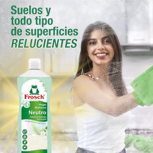 Frosch - Limpiador Multiusos de Hogar Ecológico con pH Neutro, Limpia Todas las Superficies y Cuida la Piel - Resultado Brillante y Duradero - 1 L