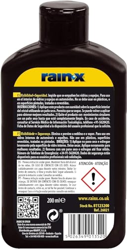 Rain-X Pack Tratamiento Antilluvia Parabrisas y Antivaho Coche Interior Parabrisas y Ventanas, Apto para Cristales Baño, 200 ml