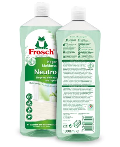 Frosch - Limpiador Multiusos de Hogar Ecológico con pH Neutro, Limpia Todas las Superficies y Cuida la Piel - Resultado Brillante y Duradero - 1 L