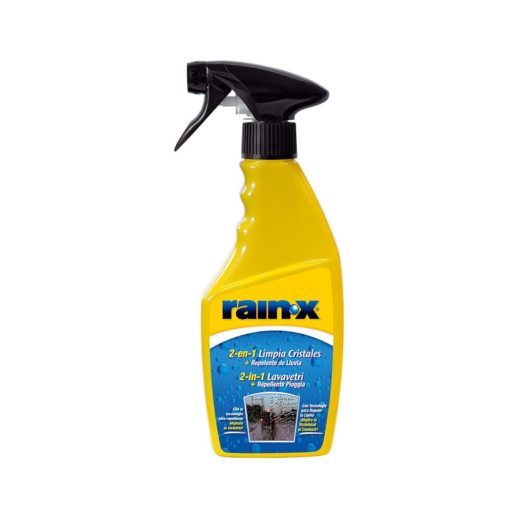 Rain-X Limpiaparabrisas 2 en 1 - Repelente de Lluvia - Limpieza sin Rayas - Protección contra Suciedad, Nieve e Insectos - 500 ml