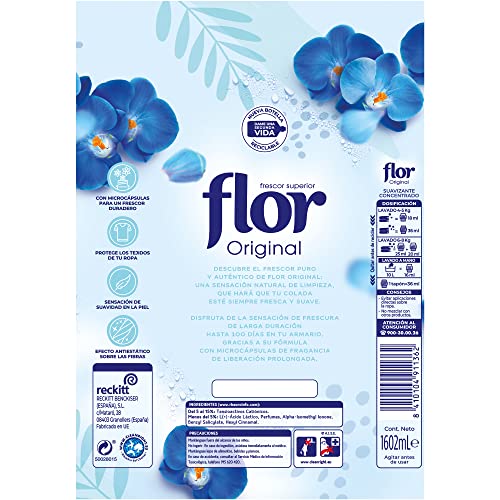 Flor Original, Suavizante Concentrado, para la Ropa, 89 lavados, 1602 mililitro, 1