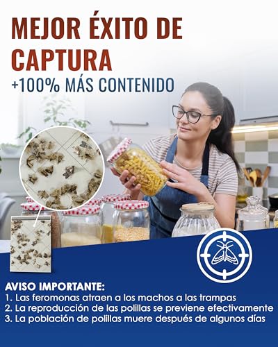 PIC Trampa Polillas Alimentos - 12x Trampas para Polillas de la Comida - Antipolillas Cocina Alimentos - Trampas Adhesivas Eficaces para Determinar la Infestación de Polillas de la Comida