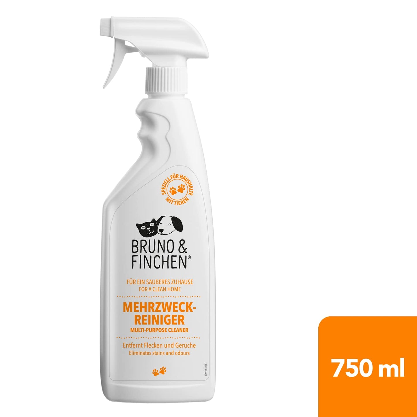 Bruno & Finchen Limpiador Multiusos para Perros, Gatos y Pequeños Animales 750ml - Elimina residuos de orina, heces y vómitos - Eliminador de Orina de Perros y Gatos, Limpiador de Arena de Gatos