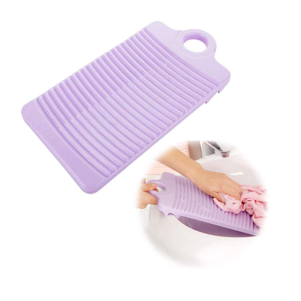 NUODWELL Tabla de lavado antideslizante para colgar, con trípode fijo de plástico grueso, herramienta de limpieza de ropa (morado)