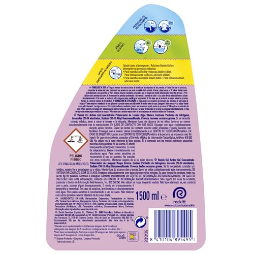 Vanish Oxi Advance Quitamanchas y blanqueador para ropa blanca, Sin lejía, Aroma Rosa, En gel, 1500 ml