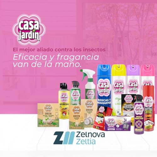 CASA JARDÍN | Insecticida Aerosol | Con Aroma de Rosas | Fórmula Eficaz para Espacios Exteriores e Interiores | Eficaz contra Insectos Voladores y Rastreros | Larga Duración | 600 ml