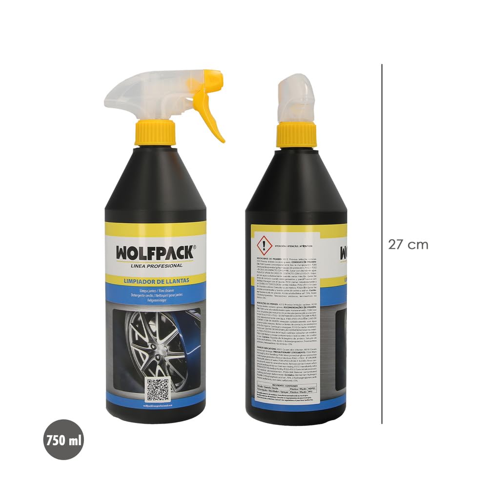 WOLFPACK LINEA PROFESIONAL Limpiador llantas coche 750 ml. limpia llantas coche, con tensioactivos que no dañan las llantas