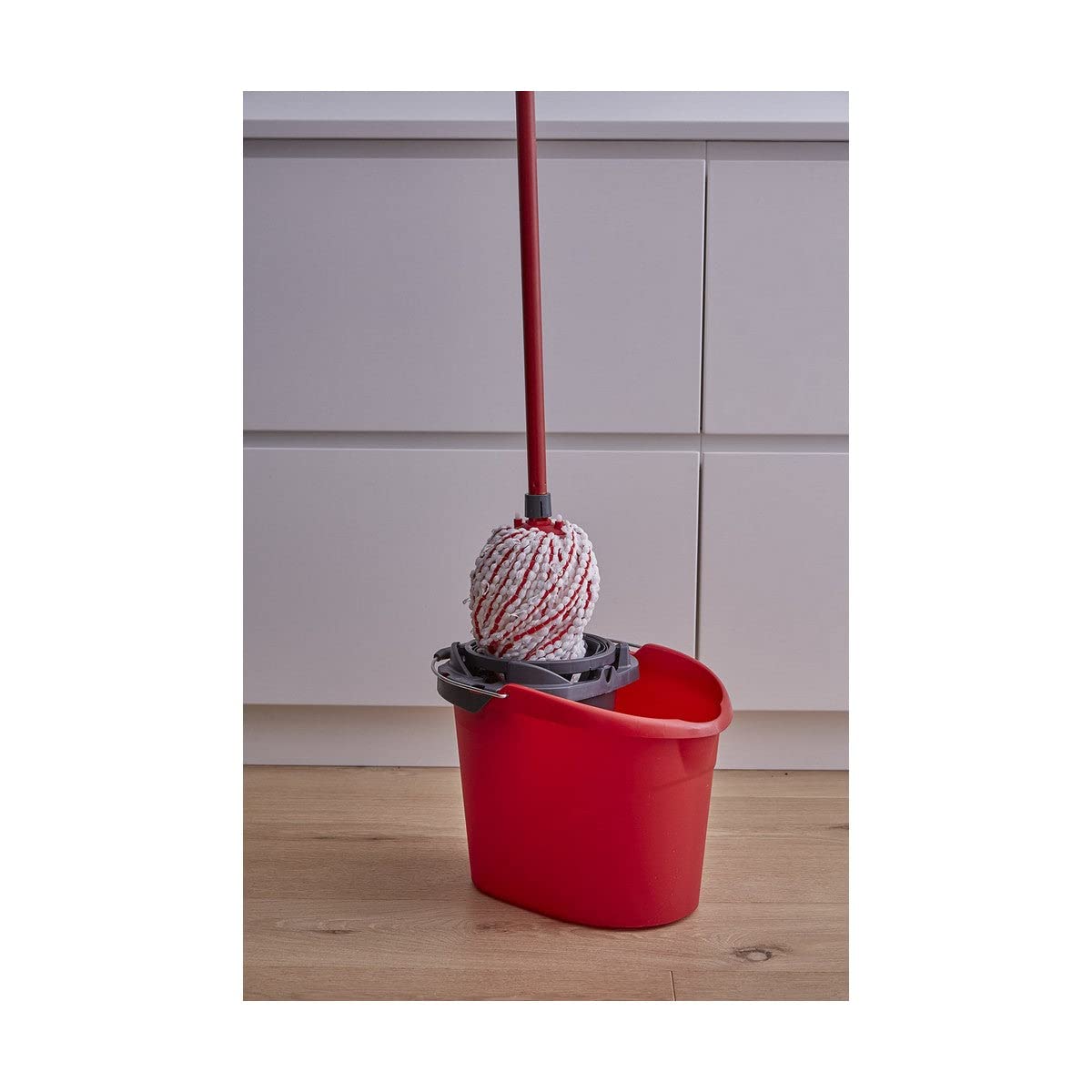 Vileda Fregona Microfibras Premium 2 en 1 - Recambio para fregona, cabezal universal con microfibras y poliamida, color rojo y blanco
