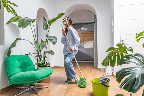 Bayeco - Fregona Secafácil Hilos 100% Microfibra - Absorción y Limpieza Superior - Ligera Incluso mojada - Más Resistencia y Durabilidad - Verde - 1 Unidad