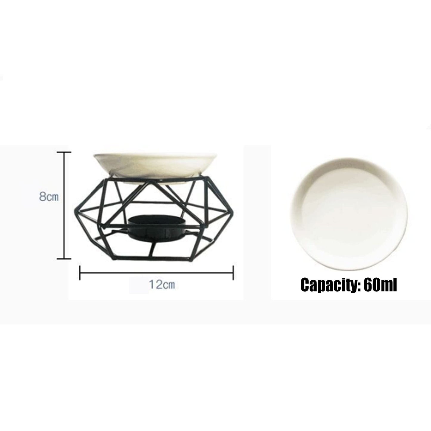XFLYP Quemador de Aceite, Quemador de Aceite de Metal y Cerámica, Difusor de Aroma Portavelas Quemador de Cera Geométrico para SPA Yoga Meditación Casa Sala De Estar Decoración