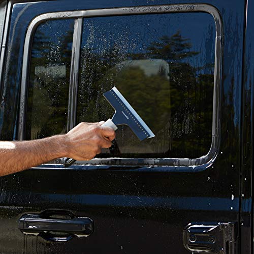 Amazon Basics - Rasqueta limpiacristales con mango, para ventanas, cristales, espejos y ventanas de coches, Negro