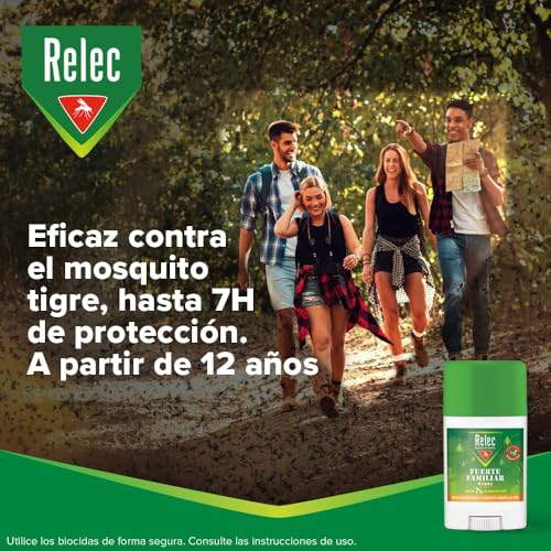 Relec Fuerte Familiar Stick Antimosquitos, Repelente de Mosquitos 50 ml, Eficaz Contra El Mosquito Tigre, Eficacia y Protección Contra las Picaduras de Mosquitos en Zonas Templadas