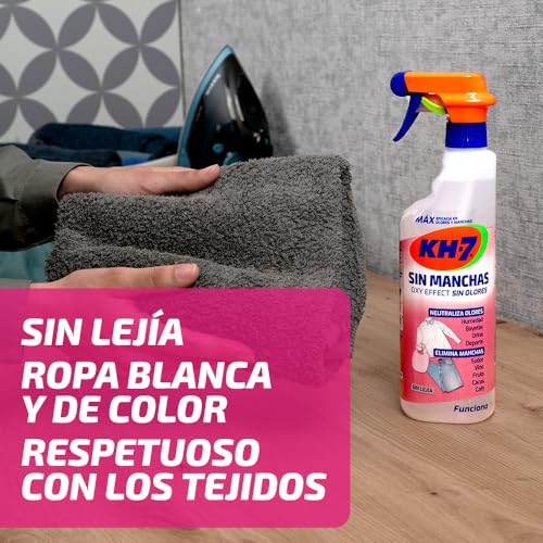 KH-7 Sin Manchas Sin Olores OXY Effect | Quitamanchas Ropa | Oxígeno Activo | Elimina manchas de Sudor, Vino, Verdura, Fruta, etc | Neutraliza Malos Olores | Pulverizador 715 mL