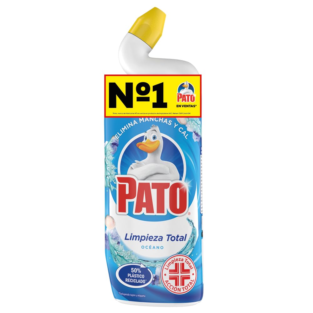 PATO Fragancia Océano, Limpiador Quitamanchas para Inodoro, 750 ml