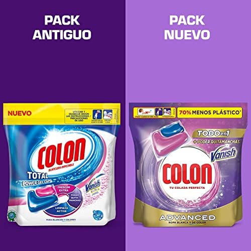 Colon Vanish Advanced Detergente para lavadora con quitamanchas, adecuado para ropa blanca y de color, Formato cápsulas - 32 Unidad (Paquete de 2)