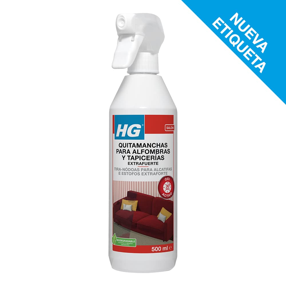 HG Quitamanchas para Alfombras y Tapicerías Extrafuerte,Quitamanchas en Spray para Todo Tipo de Tejidos,Limpiador para Sofá y Alfombras, Eficaz Contra las Manchas Más Difíciles,500 ml