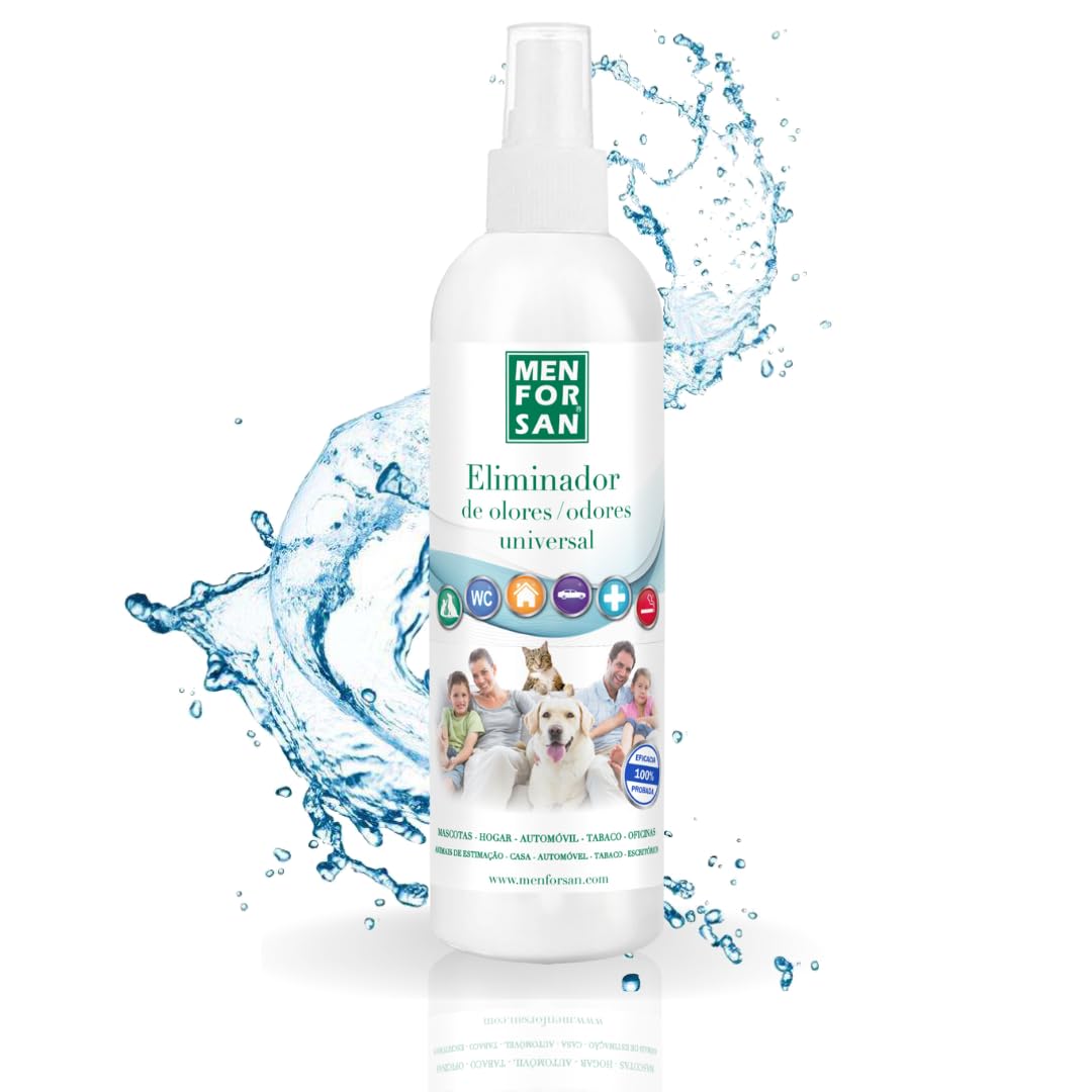 Menforsan - Spray Eliminador de olores 250ml, especial hogar con mascotas, erradica al instante cualquier mal olor, apto para todo tipo de superficies