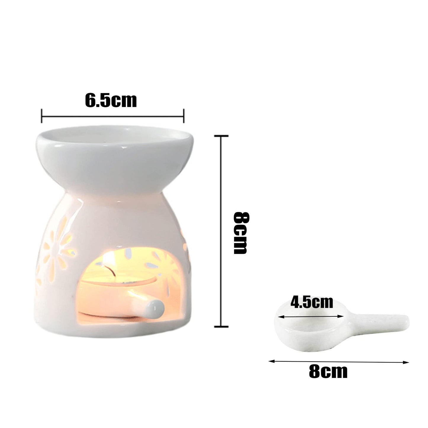 XFLYP Quemador Aceites Esenciales con Cuchara de Velas, Lámpara Perfumada de Noche, Horno de Aceite de Esencia de Cerámica para Dormitorio, Sala de Estar, Oficina, Hotel
