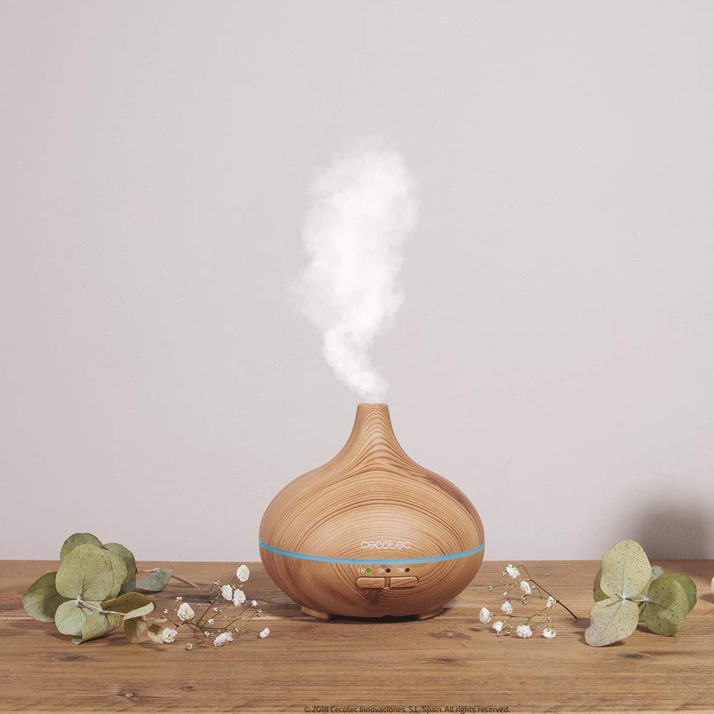 Cecotec Humidificador Ultrasónico y Difusor de Aromas con Temporizador Pure Aroma 150 Yang. Capacidad 150 ml, Temporizador 3 Horas, 7 Colores led, Función aromaterapia, Ultra silencioso