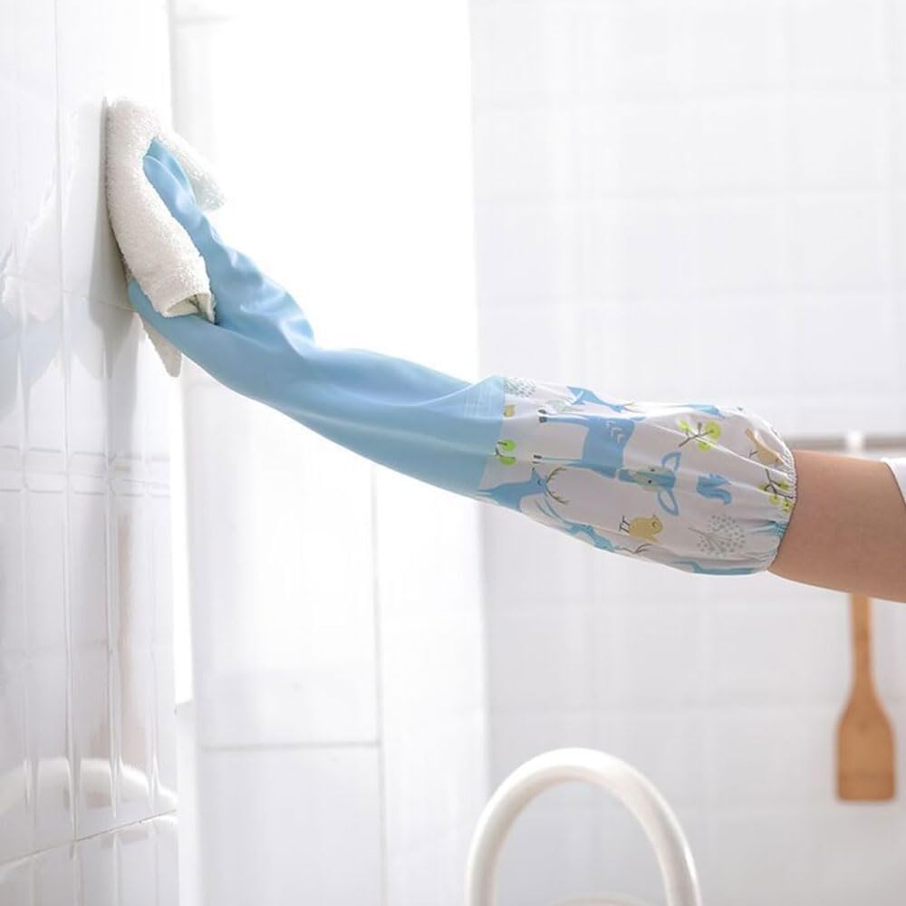 LATRAT 3 pares de guantes de cocina antideslizantes largos, guantes de goma para cocina, lavado de platos, limpieza de lavandería doméstica