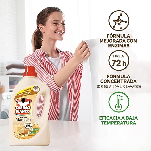 Omino Bianco Detergente líquido marsella 45 dosis, caja 3+1 gratis, 7200ml