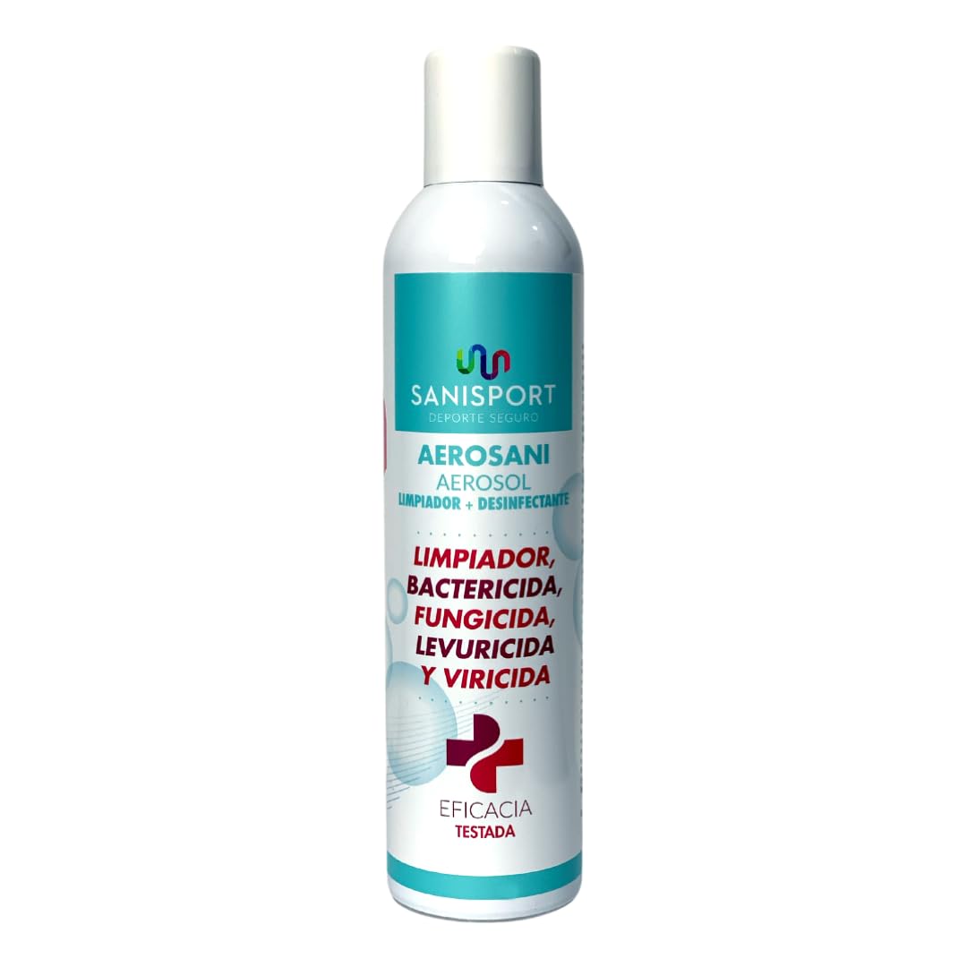 SANISPORT, Spray Desinfectante de Superfícies, Aerosani Aerosol Limpiador y Desinfectante, Limpiador Multiusos, 400 ML