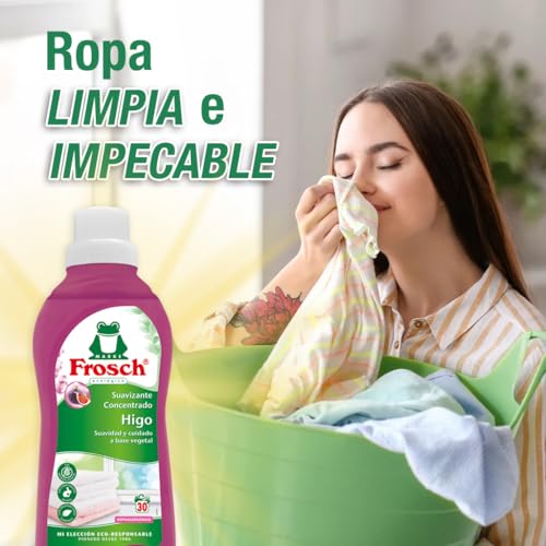 Frosch - Suavizante Concentrado Liquido para Lavadora, Apto para Ropa Blanca y de Color, Pieles Sensibles y Atópicas, Producto Hipoalergénico y Ecológico, Higo - 750 ml