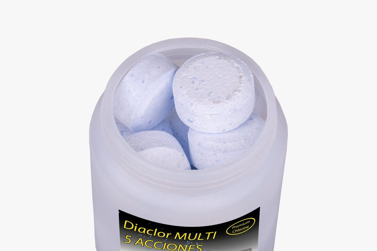 Kit Cloro Piscinas Pequeñas DIACLOR Multi 5 ACCIONES 500 GR (Pastillas 20 GR) SIN Cobre + Antialgas DIAQUAT SPA 500 ML + DOSIFICADOR