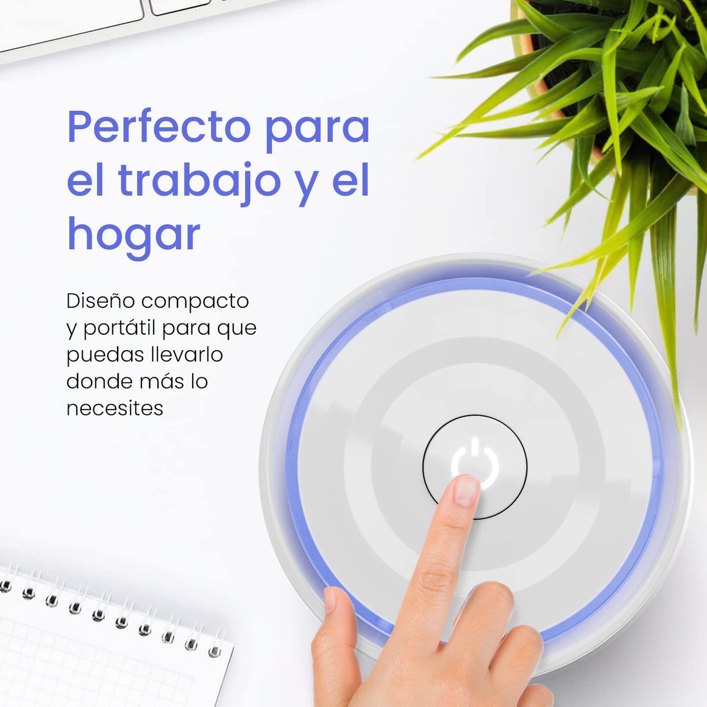 Pro Breeze Purificador de Aire Mini con Auténtico Filtro HEPA e Ionizador - Limpiador de Aire Personal de Escritorio con Luz Nocturna - Para Hogar, Trabajo, Oficinas | USB y Alimentación Principal