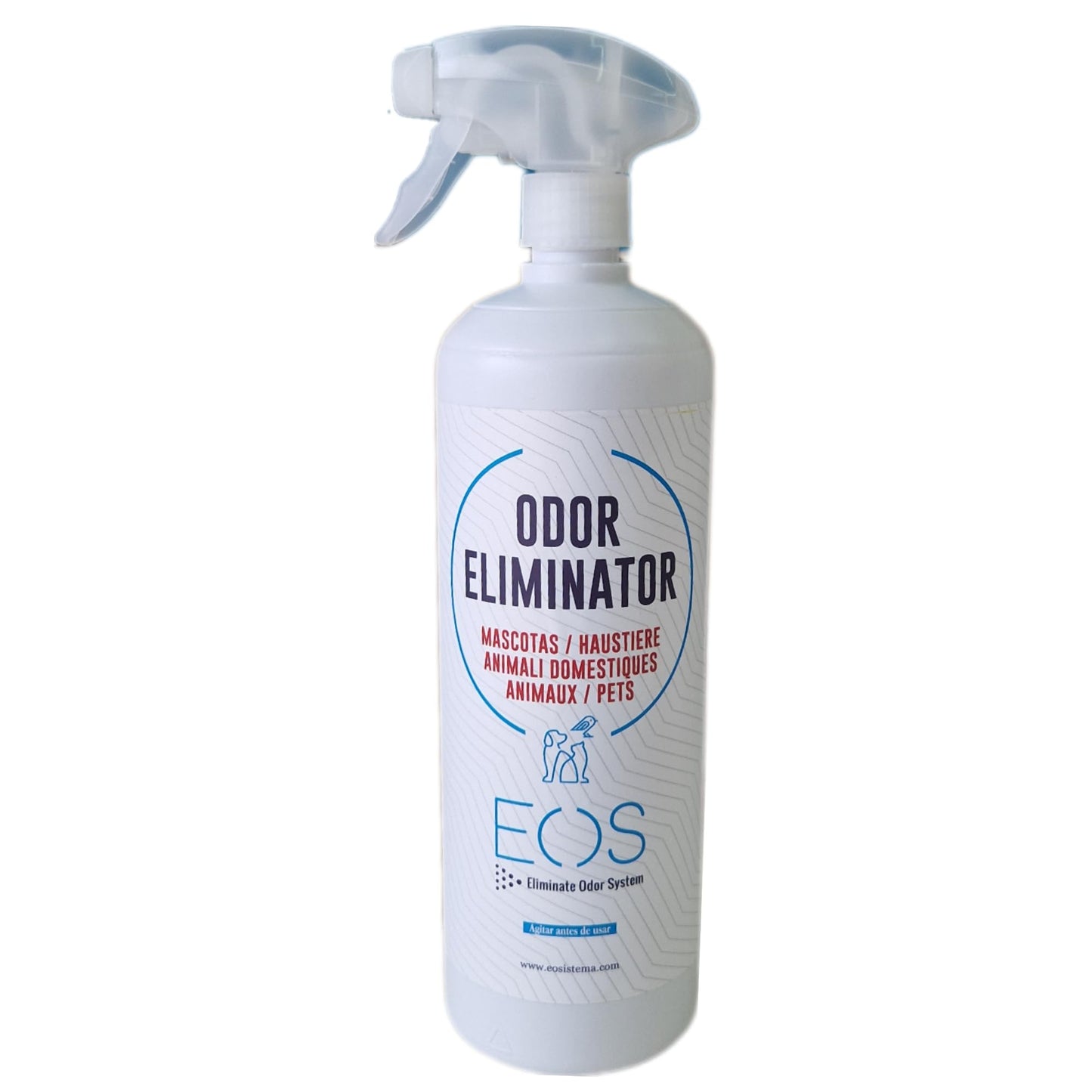 EOS (1 litro) Eliminador de olores Mascotas al instante. Anti olor orines de Perros, Gatos. Aplicar en sofás, arenero, césped, Coche. Neutralizador de micciones gatos.